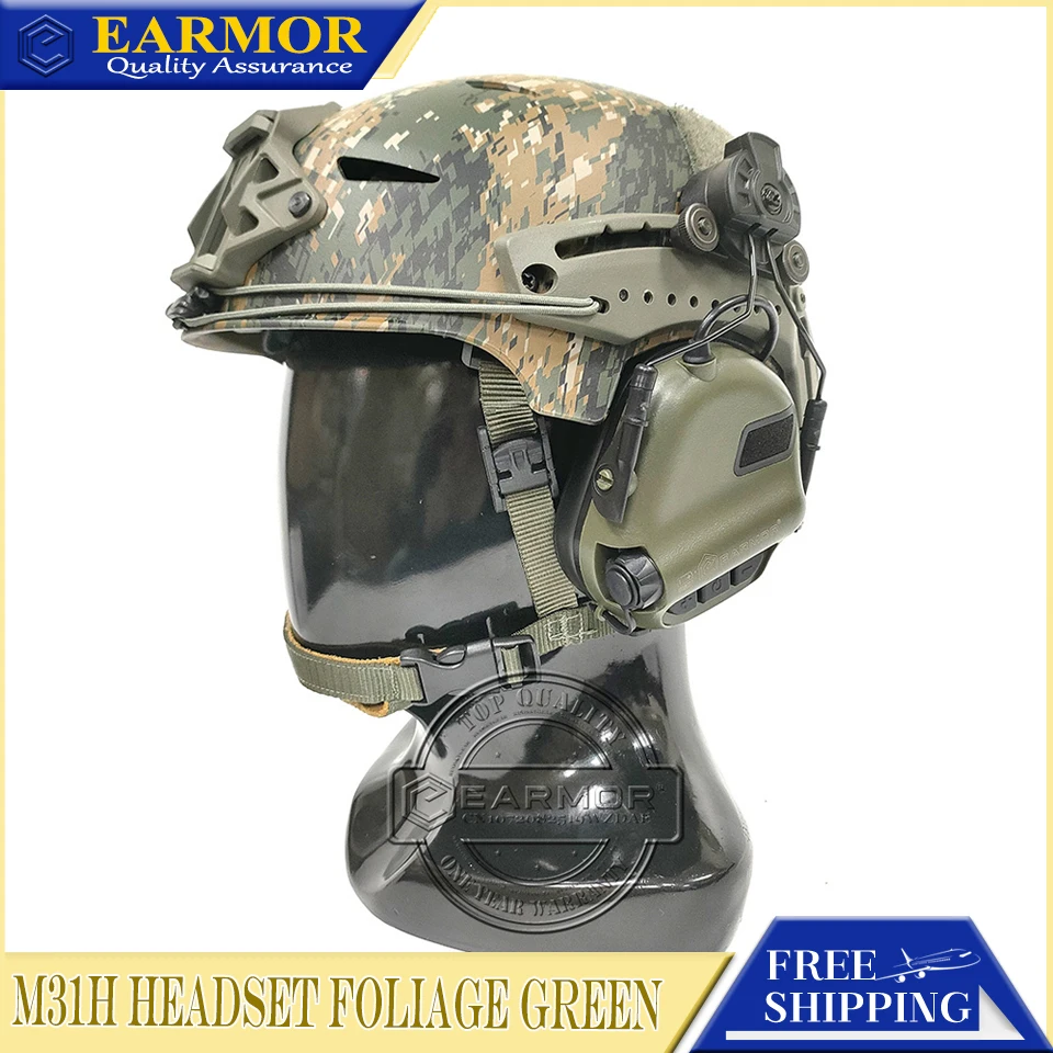 

EARMOR M31H Tactical Headset Hearing Protection Suitable for Wendy Exfil Helmet Rails Military Noise Canceling Headphone