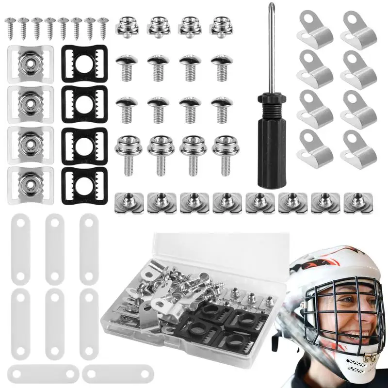 Hockey Helmet Repair Kit 57X Helmet Replacement Parts Clips Screws Hardware Kit Maintenance Tools For Football Baseball