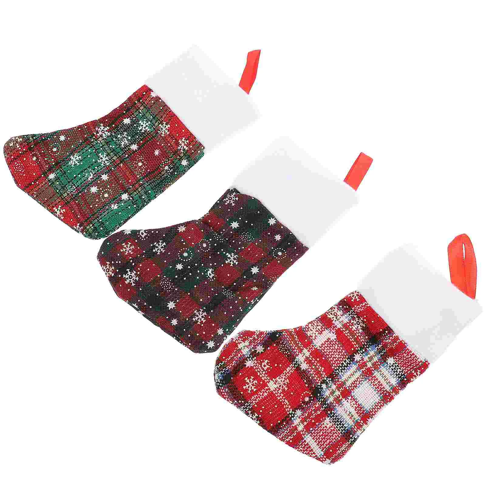 

3 Pcs Christmas+stockings Xmas Socks Dinnerware Bags Spoon Fork Fiest Polyester Festival