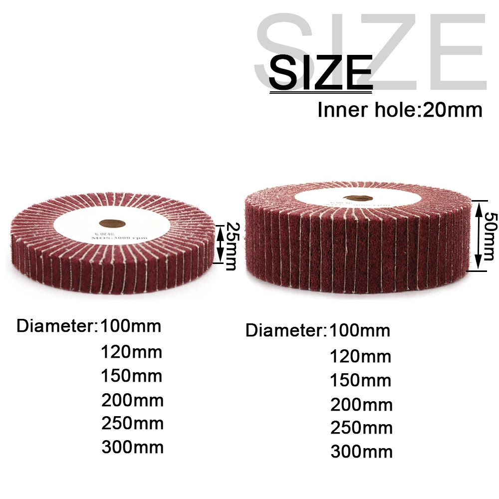 1Pc Nylon Faser Klappe Rad Nicht-woven Scheuer Pad 25/50mm Dicke Polieren Disc 4/5/6/8/10/12 zoll Schleif Disc 120/240 Grit – Detail 3