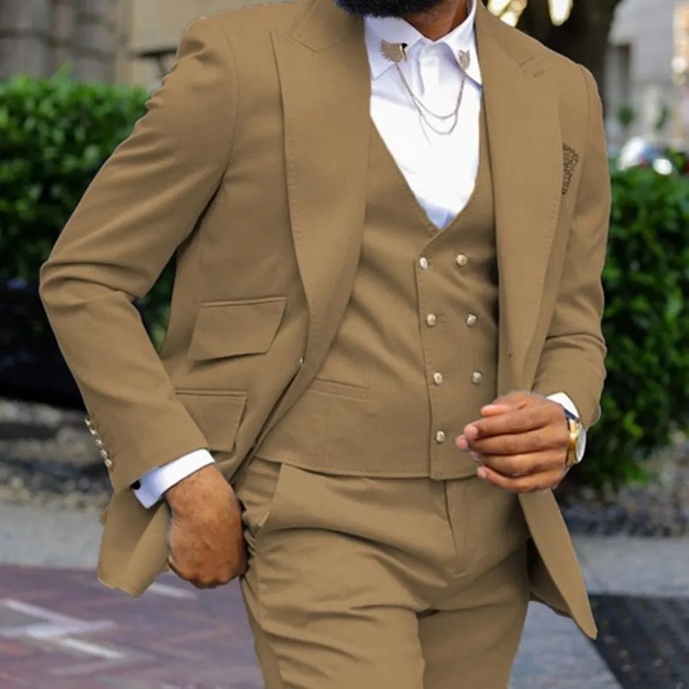 

Suit Men Regular Slim Fit Homme Business Wedding Prom Banquet Tuxedos For Casual Wedding Suit Grooms Best Man 3 Pieces