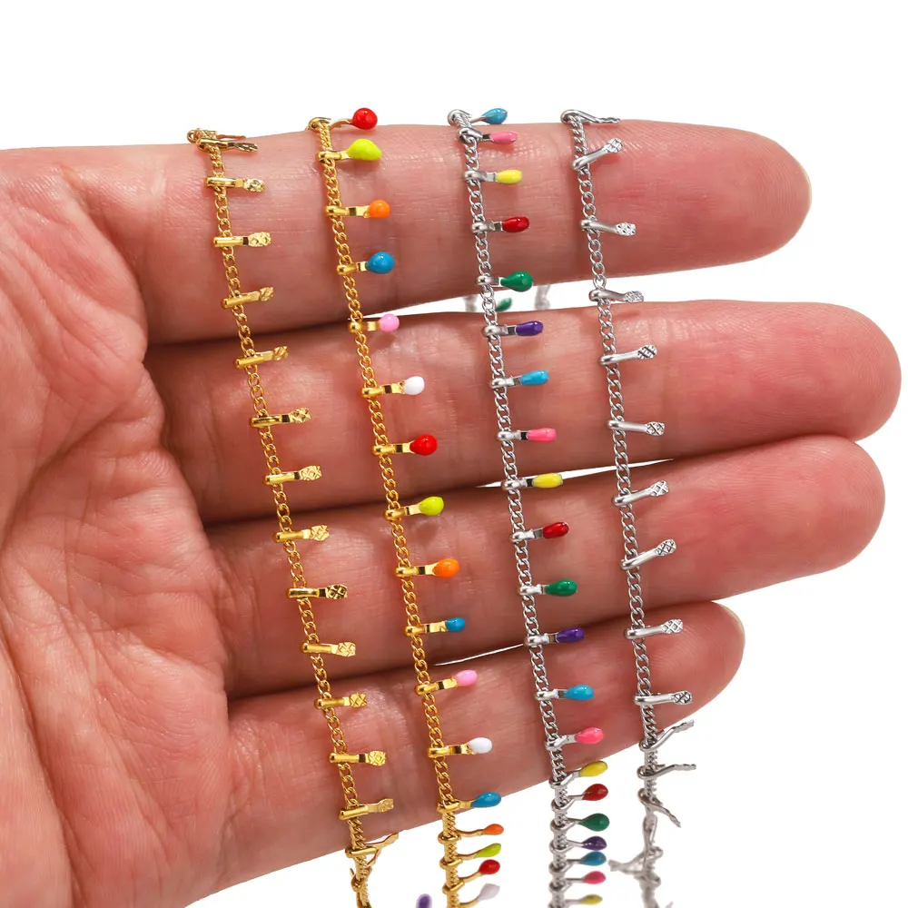 보호 화려한 에나멜 스테인레스 스틸 체인, 목걸이 팔찌 용품, 18k 금도금 체인, 쥬얼리 제작, 도매, 1m/로트