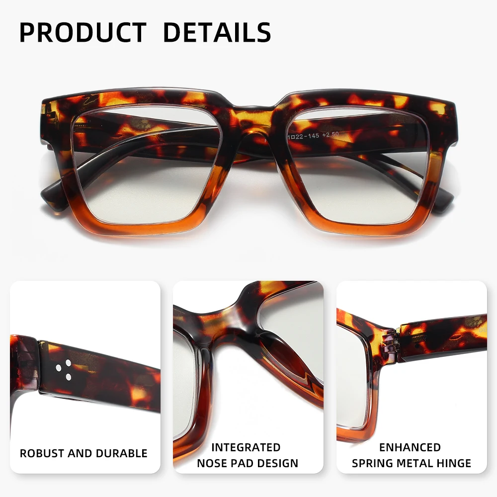 Stylish Blue Light Blocking Reading Glasses with Large Frame
