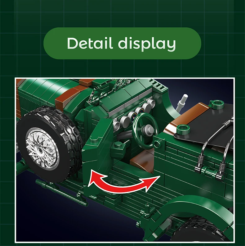 Mould King 10166 Technisches Auto-Spielzeug: Der MOC Blower Oldtimer-Bausatz – Klassisches Auto-Bausteine-Set für Kinder als Weihnachtsgeschenk – Detail 4