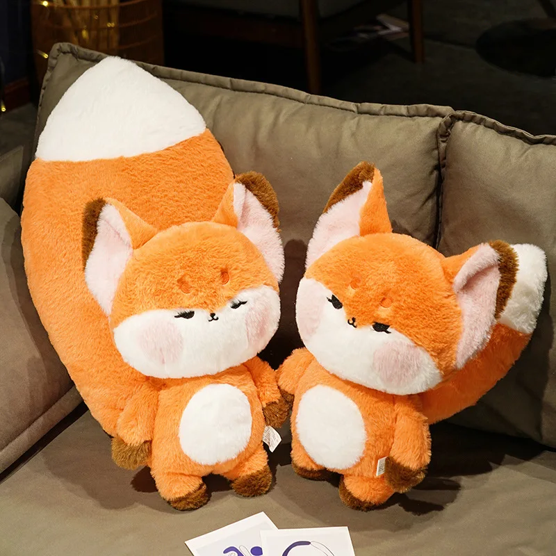 Cute Soft Orange White Big Tailed Fox Plush Toy Stuffed Animals