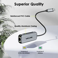 WAVLINK USB C to Ethernet Adapter 2.5G/5Gbps Driver-free RJ45 Gigabit Ethernet for Windows 10/11 Mac OS 11 Later Linux and More 2