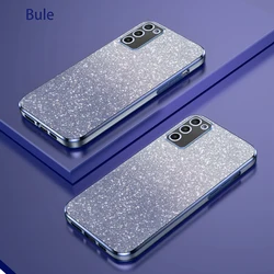 Shiny Glitter Plating Soft Silicone Back Cover Case for A02S (Blue)