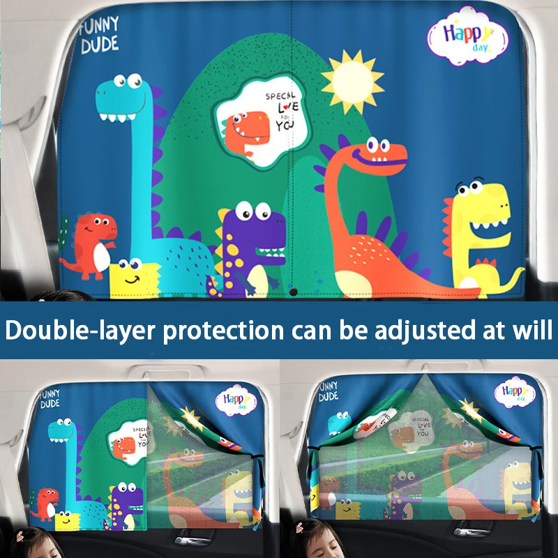 Magnetic Cartoon Car Curtain Car Side Gear Sunshade Car Side Window Visor for Children Sun Protection Heat Insulation Sun Blind images - 6