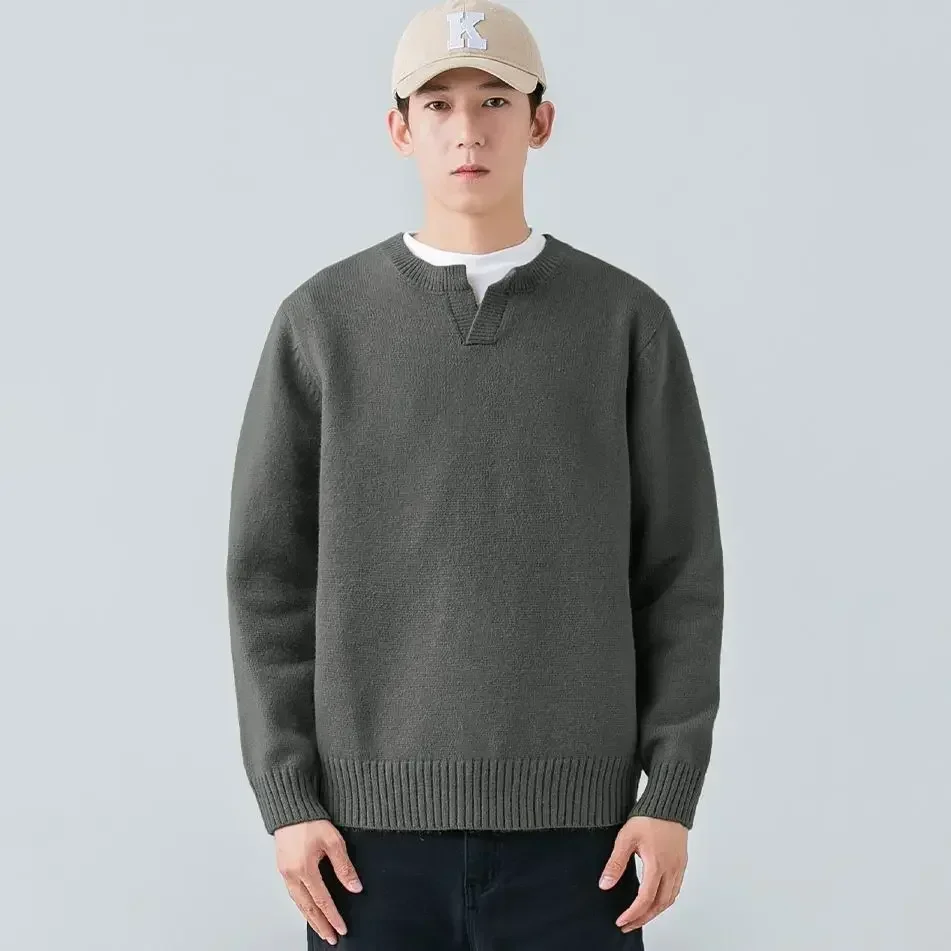 thumbnail image 1 of Suéter de otoño e invierno para hombre, ropa popular coreana de alta calidad, jerséis de punto holgados, suéteres de punto baratos para hombre, 1 of 5