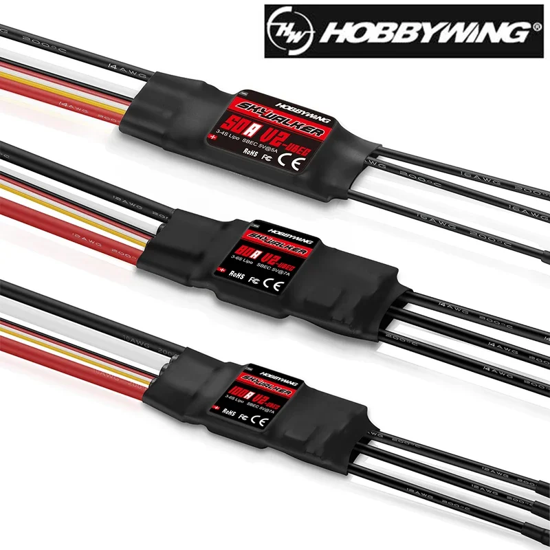 Hobbywing 2023 Nuovo Skywalker V2 Brushless Esc 40A 50A 80A 100A V2 Esc 2-4S Regolatore Di Velocità Con Bec/Ubec Per Rc Quadcopte