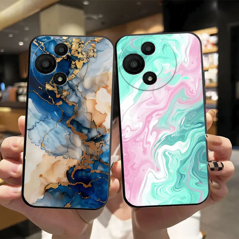 Fashion Print Black Silicone Phone Case - Soft Protective Cover