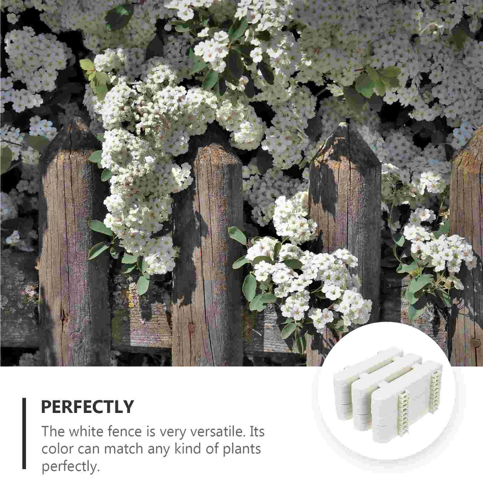 10Pcs White Fence Garden Picket Fence Plastic Component Outdoor Fencing Trellis Gates Lawn Edging Border Landscape Fences
