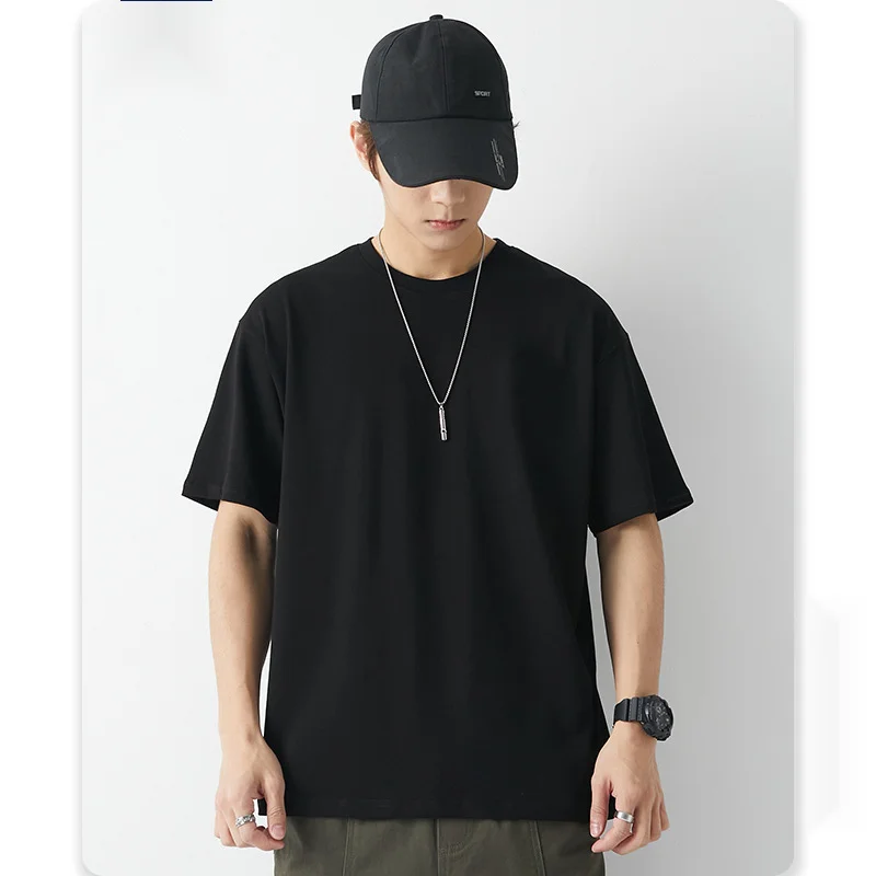 Men's fashion brand short sleeved T-shirt basic solid color_voghion.com