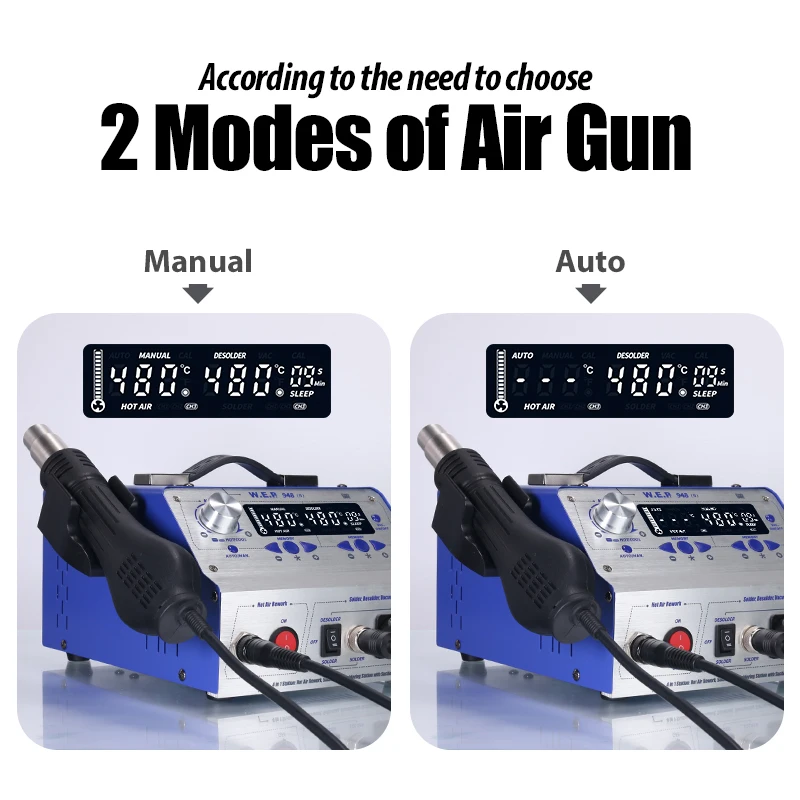 WEP 948-II Rework Station  Hot Air Gun Sucker Tin Gun Soldering Iron Suction Pen Soldering Station 3 in 1 BGA Welding Station 6