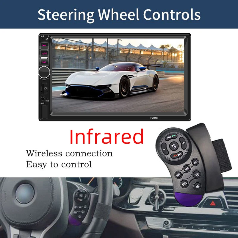 7 Inch Car Radio 1 Din Multimedia MP5 Player Mirror Link Touch Screen FM ISO Power Aux Input Bluetooth USB Autoradio