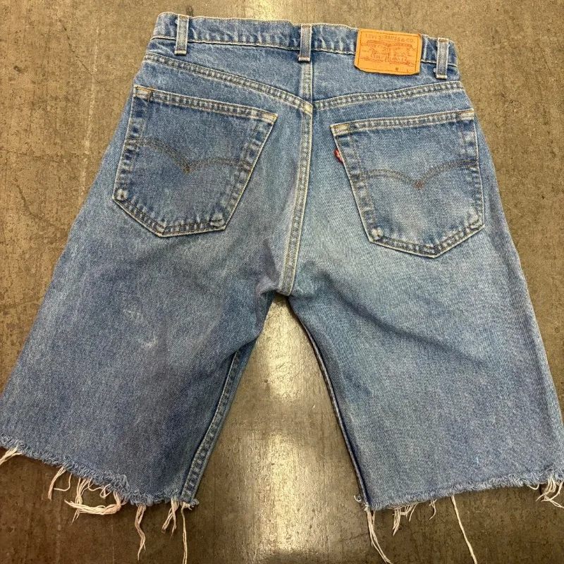 Aesthetic red lip print raw edge baggy basketball shorts for men y2k clothes oversized hip-hop niche casual denim jorts denim shorts,summer jeans shorts