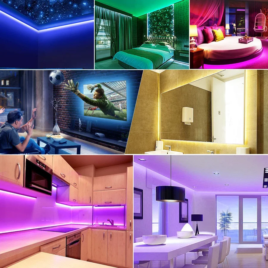 RGB LED Strip Light with Sound Sensor and Flexible Installation