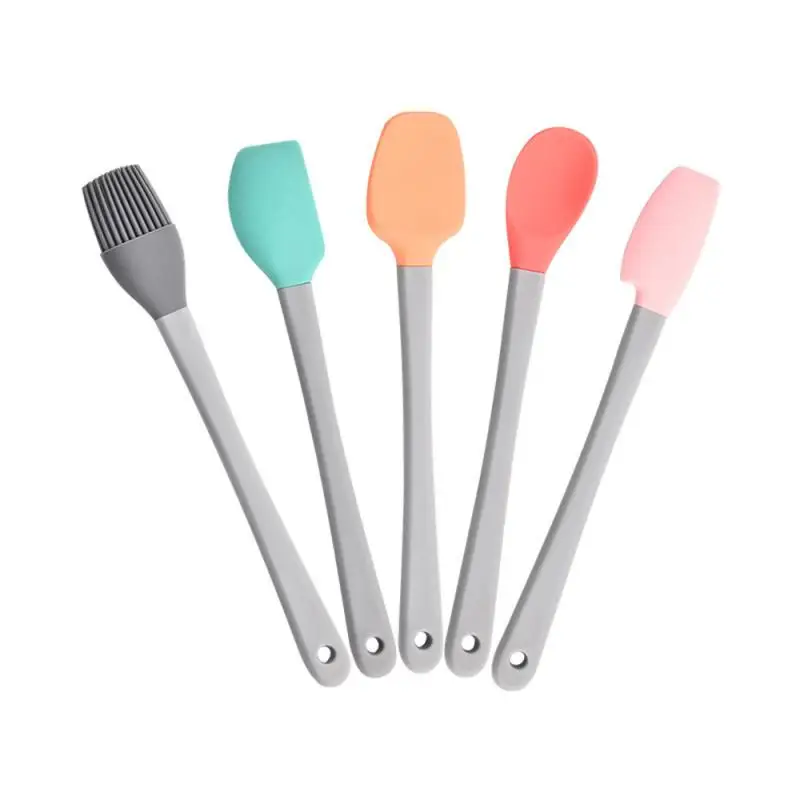 

Apply Evenly Kitchen Utensils Ergonomic Design Silicone Scraper Comfortable Grip Colored 5-piece Spatula Kitchen Tools