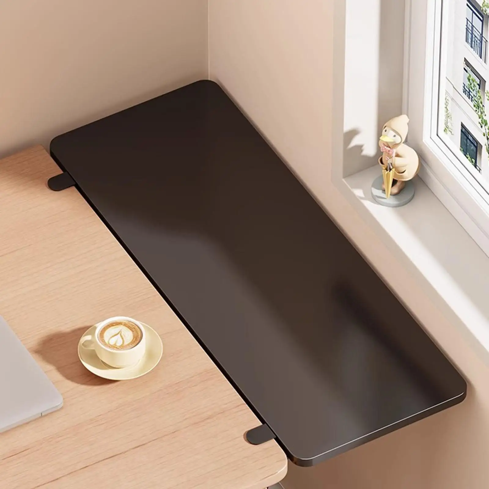 Desk Extender Tray for Home Office for Computer Table Extension Attachment Black Foldable Keyboard Tray Wrist Support Arm Rest