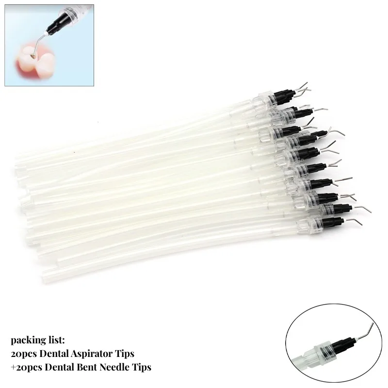 

20Pcs Mini Saliva Ejector Aspirator Suction Bonding Tubes Dental Tips with Syring Needle Tip Pits Fissures Dentist Supplies