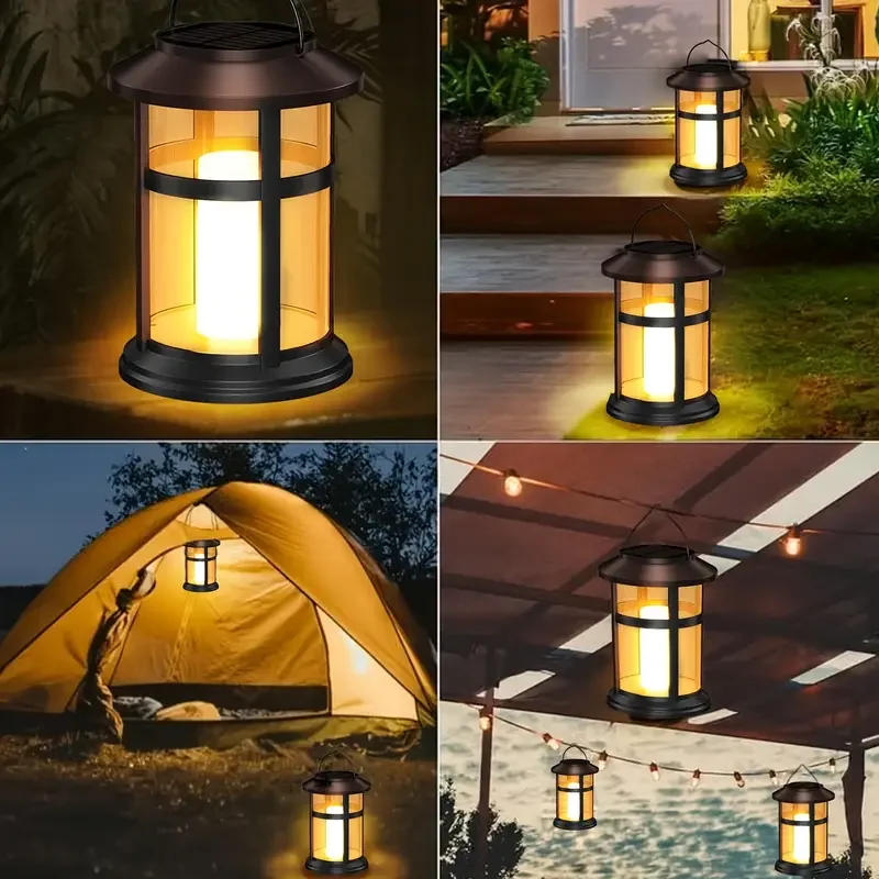 Description Picture 5 of itemSolar Flickering Flame Lantern Heavy Duty Metal LED Hanging Light Solar Powered Outdoor Lamp for Yard Patio Christmas Decor