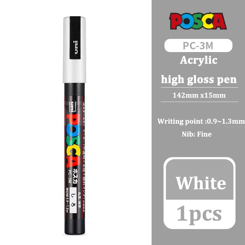 Uni White Posca Marker Pen Art Supplies Acrylic Waterproof POP Poster  PC-1M-3M-5M permanent Markers Graffiti Paint Pen Student - AliExpress