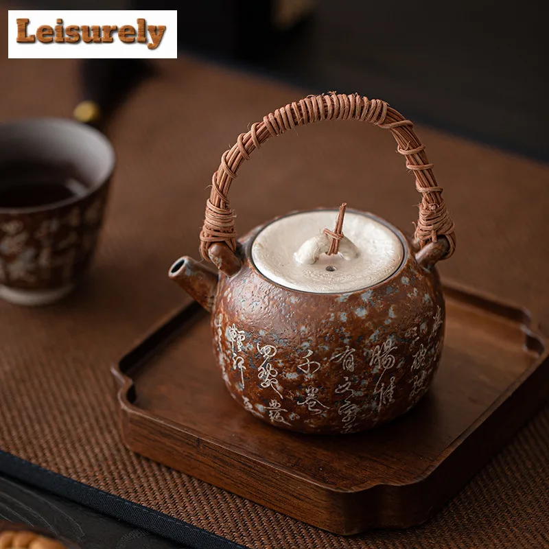 230ml Gilded Silver Vine Weaving Lifting Beam Teapot Boutique Tea Infuser Pot Tea Brewing Kettle With Ball Hole Chinese Tea Set