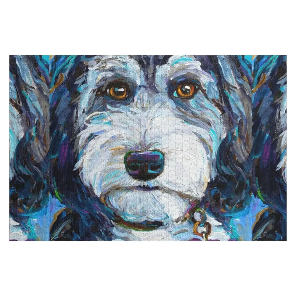Tuxedo Aussiedoodle Dog by Robert Phelps Jigsaw Puzzle Customized Picture Personalized Toys Baby Wooden Puzzle