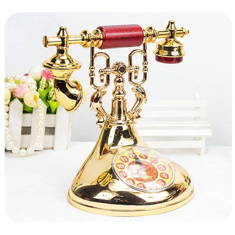 Retro Telephone Model Alarm Clock Creative Timekeeper Desktop Ornament Home Kids Room Bedside Table Decoration A02 23 digital clock