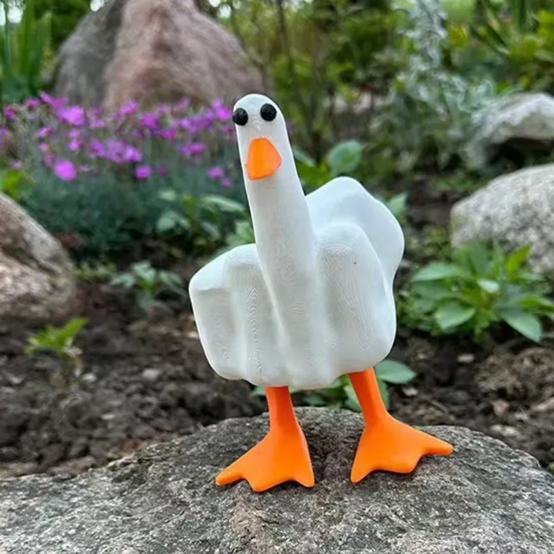 

New Duck You Creative Middle Finger Duck Ornaments Middle Finger Statue Resin Crafts Ornaments Home Decor Parody Decoration