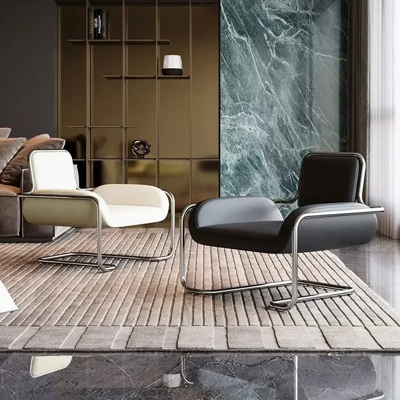 Nordic Designer Medieval Stainless Steel Light Luxury Minimalist Living Room Reception Leisure Single Chair Special-shaped Chair