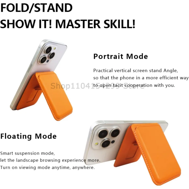 Leather Magnetic Wallet with Foldable Stand and Card Holder Pocket