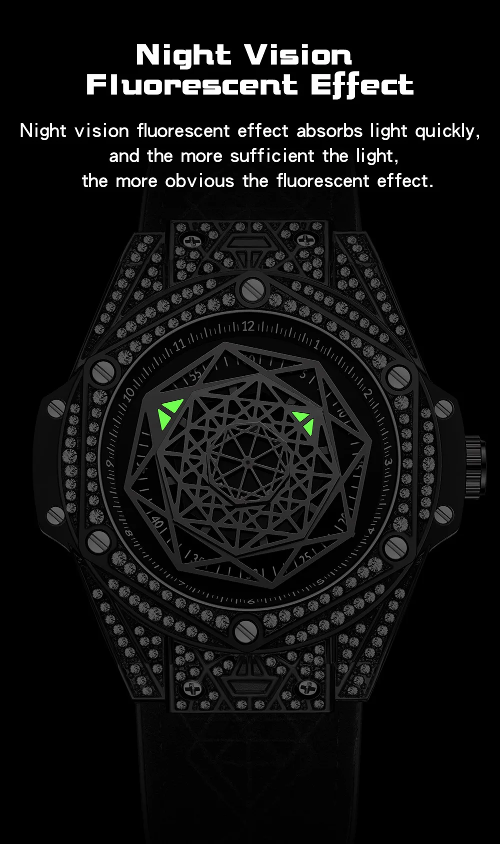 Sanda Fashion New 7033 Men's Diamond Inlaid Geometric Dial Glow Waterproof Men's Creative Quartz Wristwatch 2023
