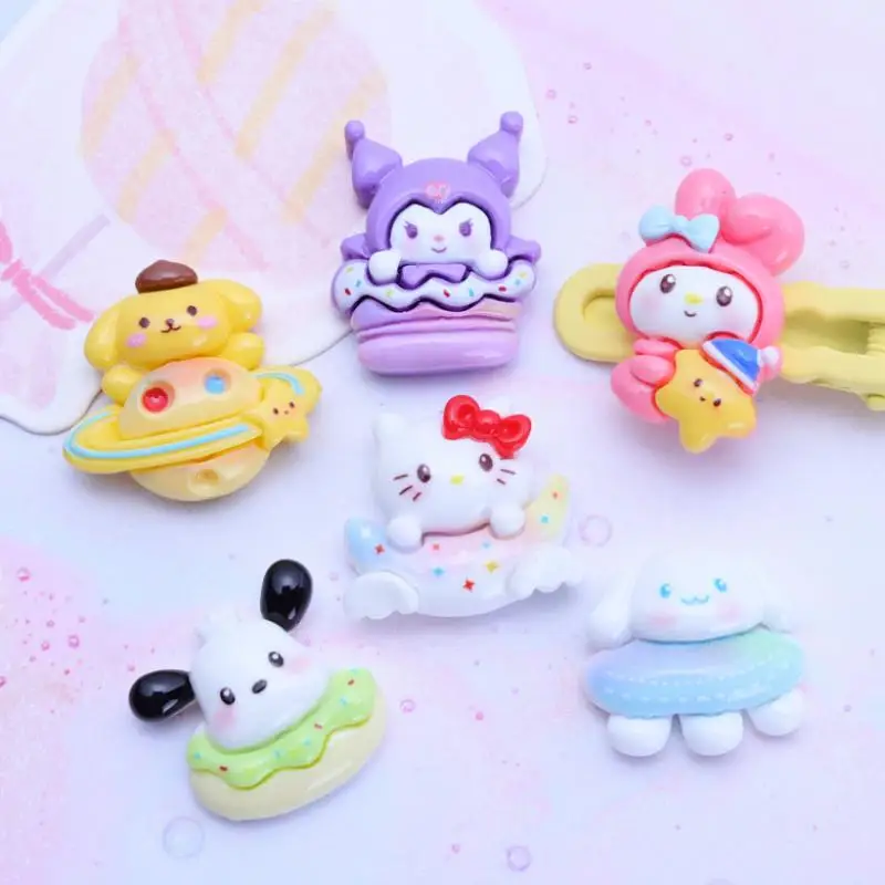 

10Pcs Kawaii Resin Accessory Sanrio Anime Hellokitty Mymelody Kuromi Cinnamoroll Cartoon Diy Phone Cases Hairclip Decorative Toy