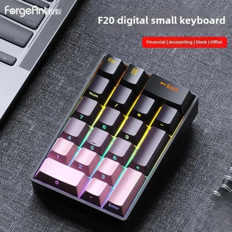 Forgeant F20 디지털 기계식 키패드 미니 키보드 RGB 20키 회계사용 유선 키보드 노트북 외부 휴대용 금융 사무실용