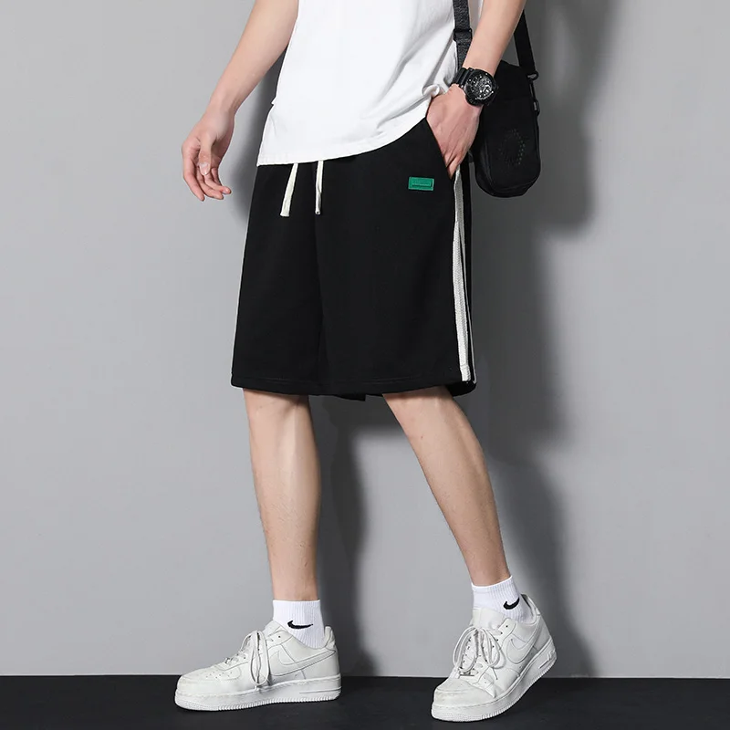 Elegant Fashion Harajuku Slim Fit Male Clothes Loose All Match Sport Casual Shorts Solid Korean Version Straight Leg Shorts