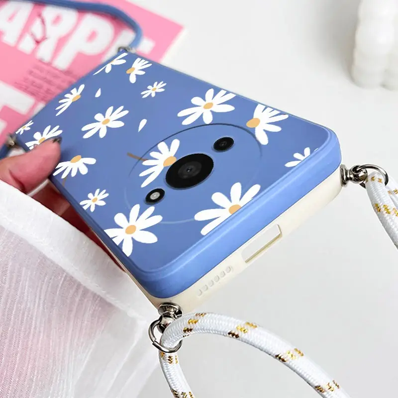 A3 Fallen Flowers Lanyard Silicone Phone Case Cover