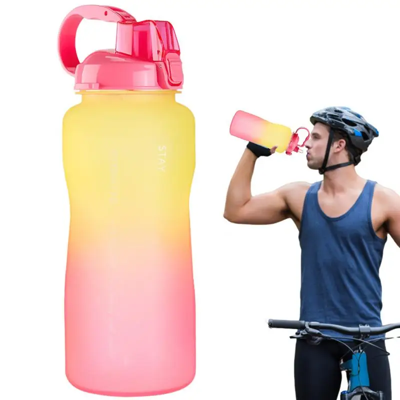 

Water Bottle Time Marker Inspirational Water Bottle 2000ml Leakproof Drinkware Thickened Sport Bottle With Straw For Outdoor