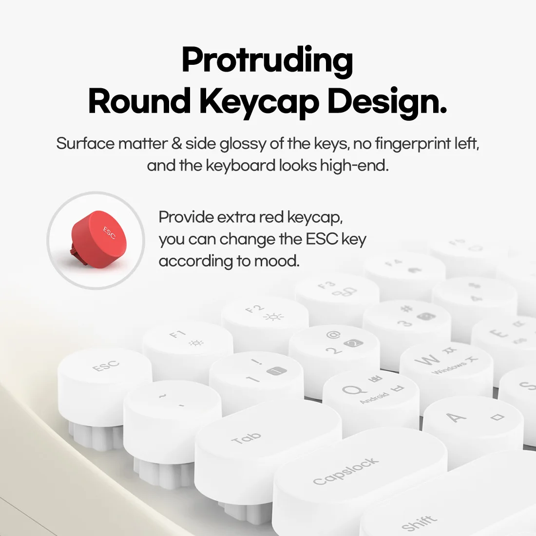 Tablet PC Bluetooth Wireless Office Typewriter Feel Keyboard Stylish Retro Round Keycap English