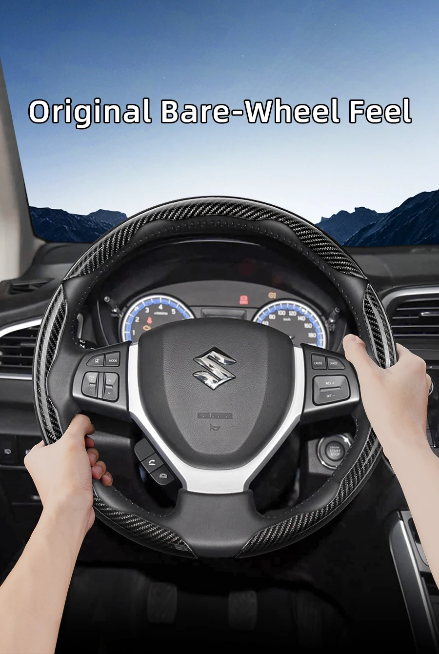 Passend für Suzuki Carbonfaser-Textur Lenkradbezug mit segmentiertem Schnellverschluss-Design für Wagon R Swift Ertiga Brezza Baleno Fronx Dzire Spacia Alto Eeco Hustler Grand Vitara S-Cross Ignis – Detail 10