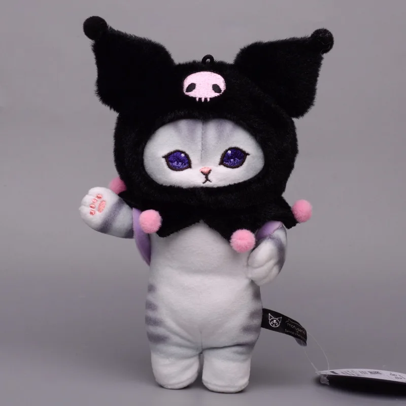 새로운 봉제 인형 귀여운 상어 고양이 Sanrio Kawaii Kuromi 멜로디 Cinnamoroll 펜던트 배낭 키 체인 생일 선물