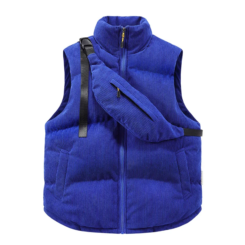 Korean Winter Vest Fashion Harajuku Waistcoat Sleeveless Men Warm Thick Jacket With Backpack Corduroy Men's New Autumn Coats