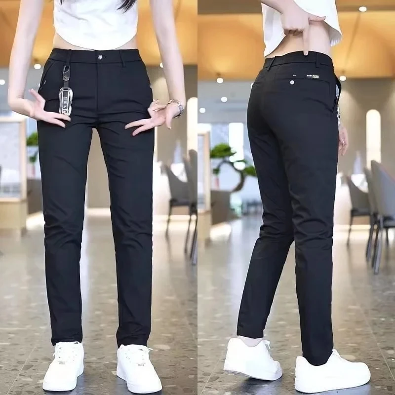 Ice Silk Men's Golf Men's Midweight Casual Pants Sports Pants Simple Design Khaki Black Slim Straight Leg Stretch Casual Trouse