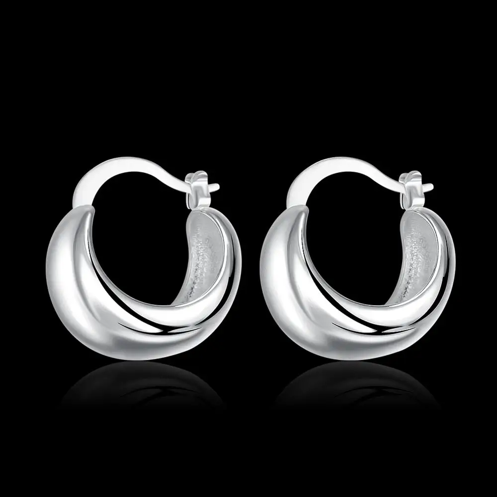

Charms Silver color Smooth round Earrings for Women fine Fashion Birthday Gifts classic party wedding Jewelry