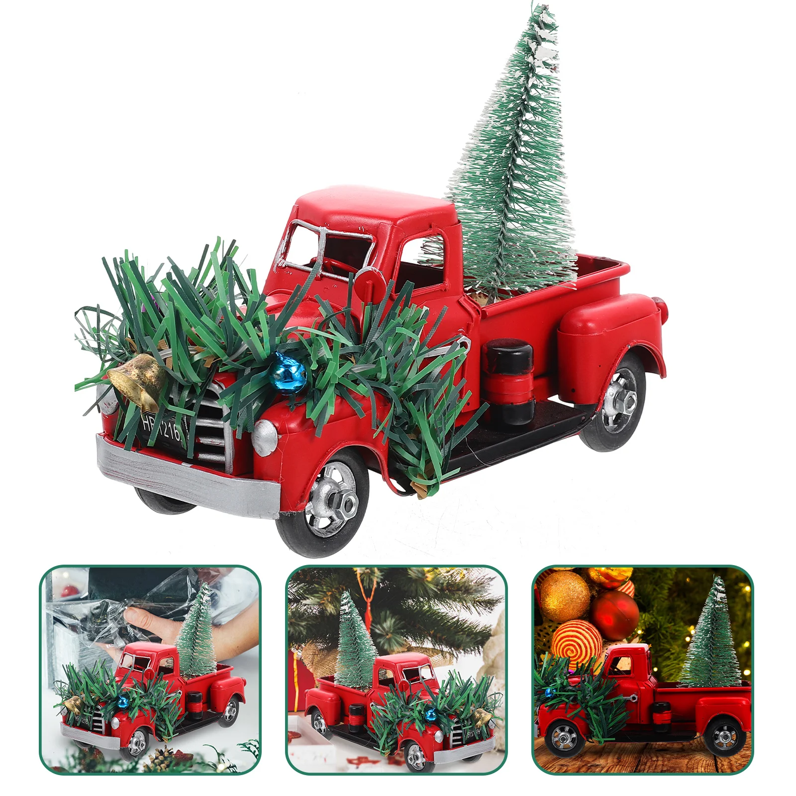 

Vintage Red Truck With Christmas Tree Handmade Metal Old Car Model Red Pickup Truck Collectible Vehicle Kids Gifts Navidad Noel