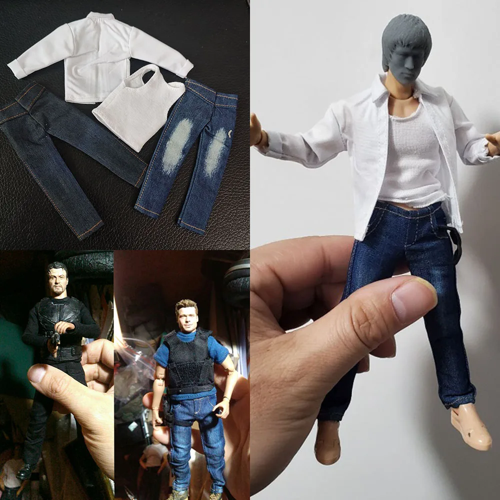 Black/White Color 1/12 Scale Mini Male Figure Clothes Suit T Shirt Vest  Jeans Accessory for 6 Inches Soldier Action Figures Doll - AliExpress