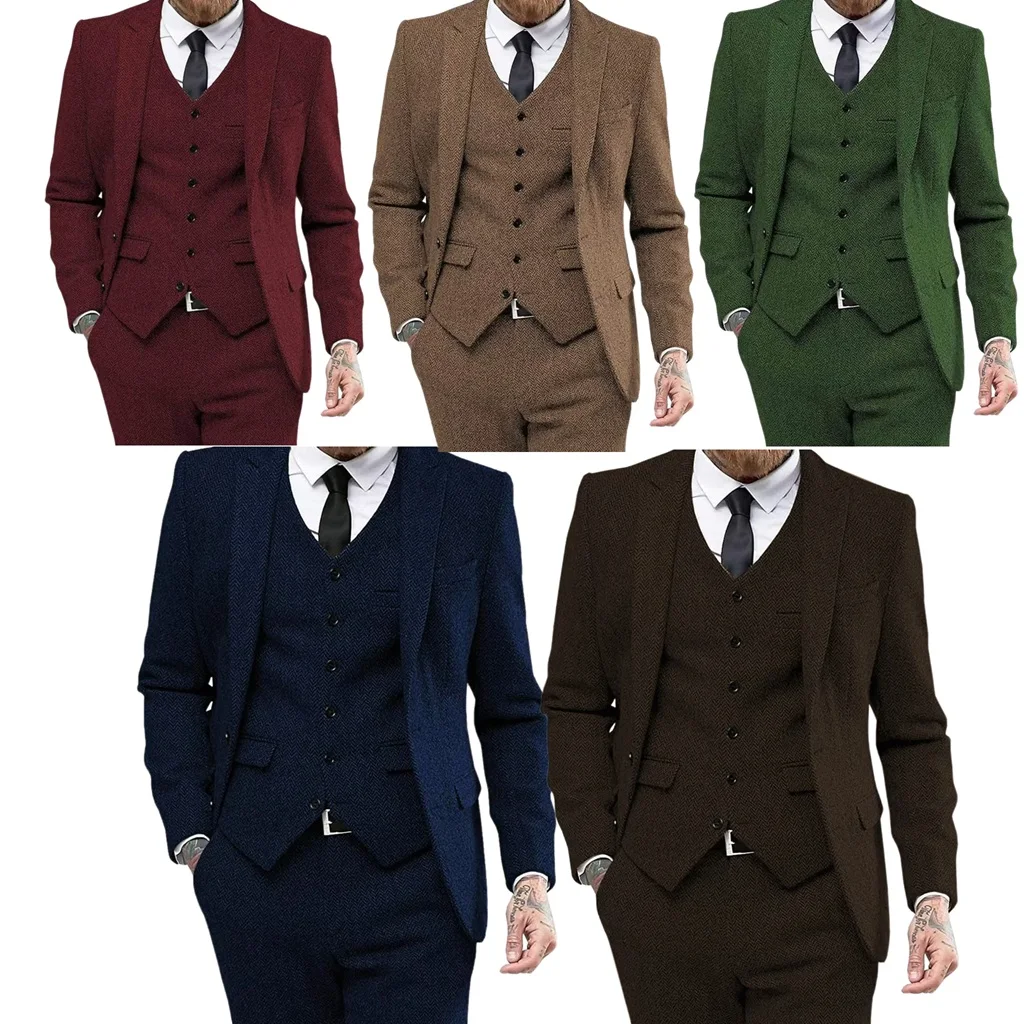 Plaid Suit ,3 Piece Men's Wedding Suit Set,Slim Groom Suits,stage graduation dress,Circus Costume