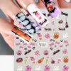 3pcs 5D Halloween Nail Art Stickers Y2K Pumpkin Skull Bone Ghost Cross Design Adhesive  Nail Decals for Manicure Decoration 3