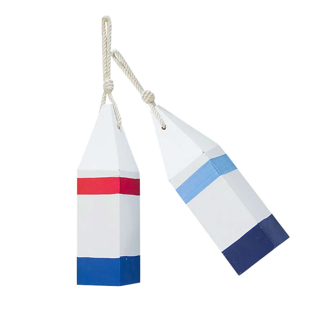 

2 Pcs Fish Sign Wooden Pendant Nautical Wall Decors Buoy Mediterranean Pendants Style Ornaments