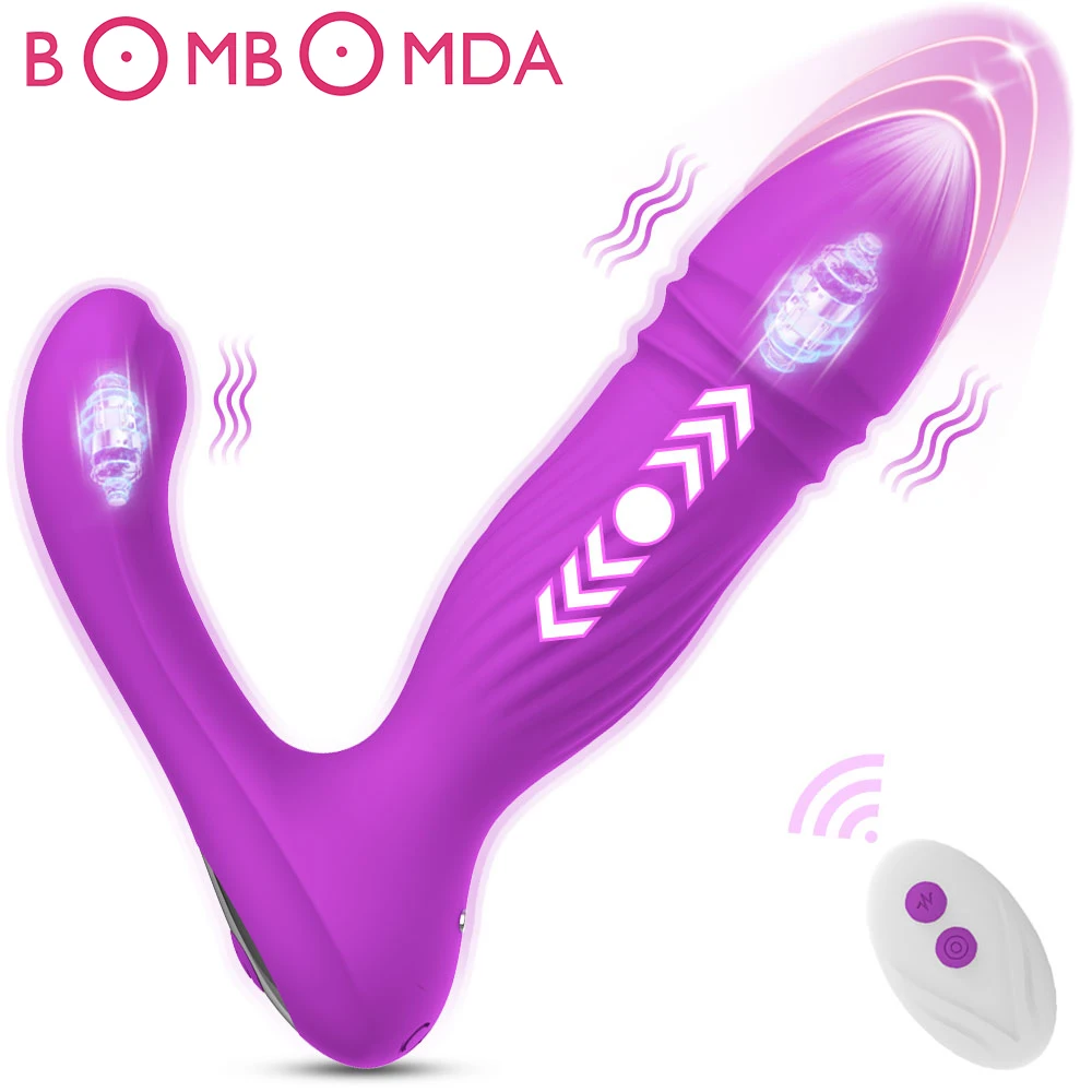 Voor afstandsvibrator vrouwen dildo stotend telescopisch G-spot massage clitoris stimulator masturbator_voghion.com